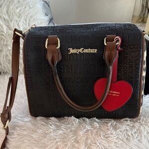 Juicy Couture Black and Brown Satchel with Red Heart NWT
